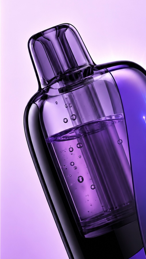 Device side profile showing clear tank